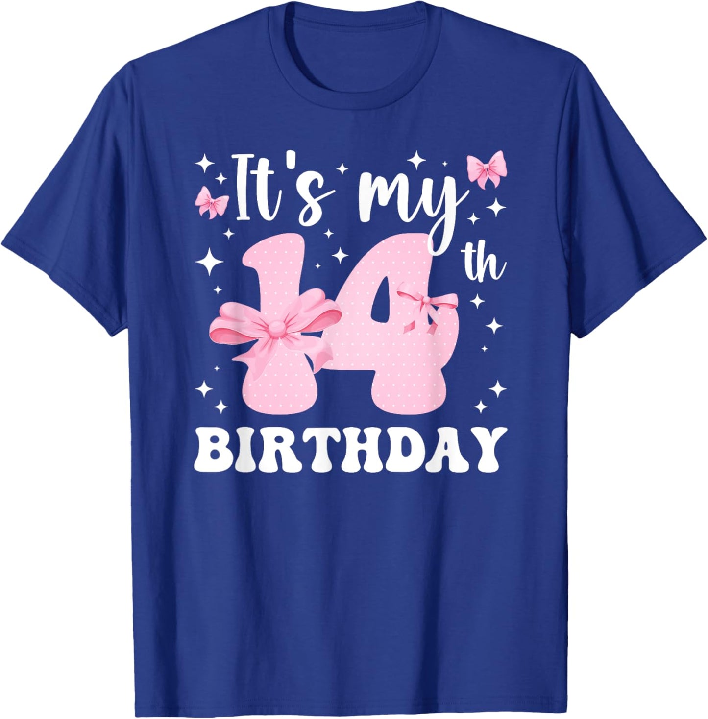 14th Coquette Themed Birthday Fourteen Year Old Girl Bow T-Shirt - T-Shirt | Royal