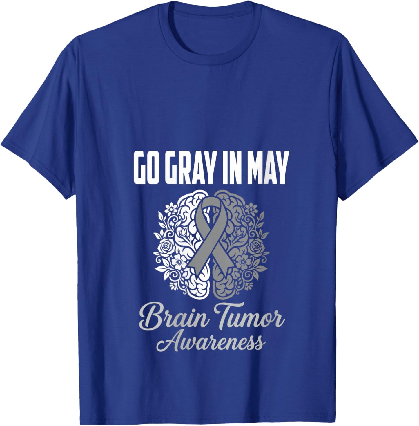 Women's Go Gray in May Brain Tumor Awareness Brain Cancer V-Neck T-Shirt - T-Shirt | Royal