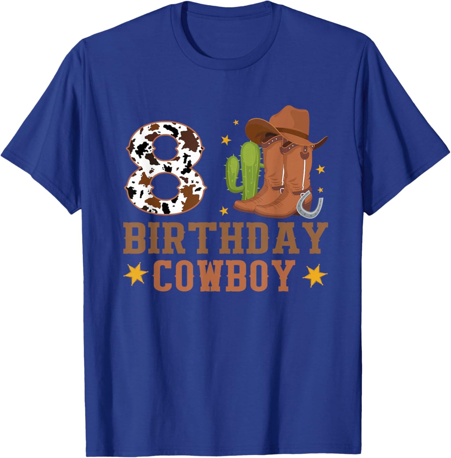 8th Birthday Rodeo Western Cowboy 8 Year Old Birthday T-Shirt - T-Shirt | Royal