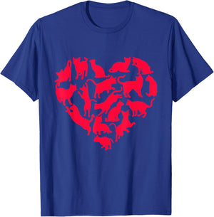 Cat Heart Shape Funny Valentine's Day T-Shirt - T-Shirt | Royal