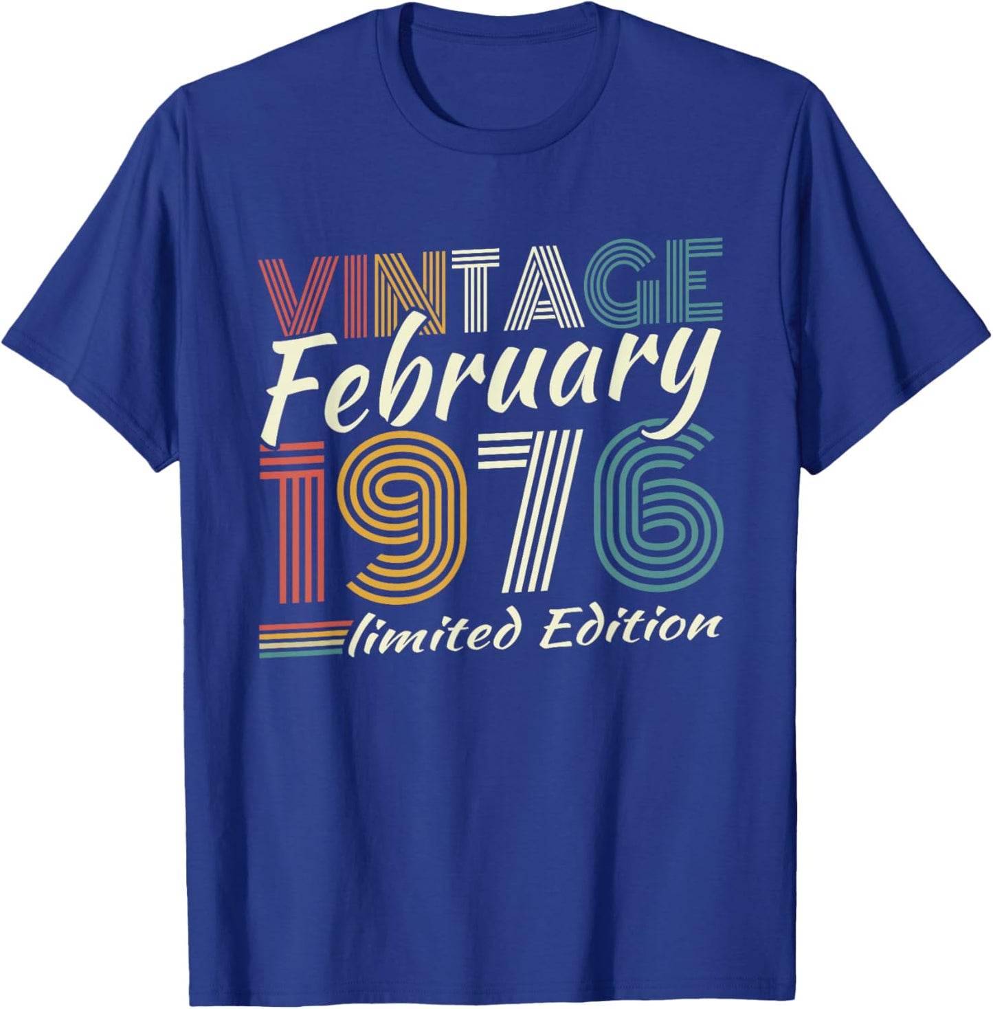Vintage February 1976 Birthday Gift 50 Years Men T-Shirt - T-Shirt | Royal