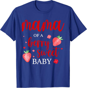 Mama Of A Berry Sweet One Strawberry Baby First Birthday T-Shirt - T-Shirt | Royal