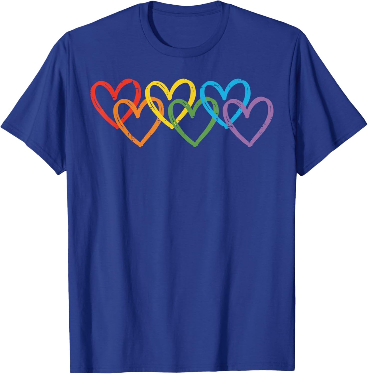 Gay Rainbow Hearts LGBTQ Pride Month Love Ally Men Women T-Shirt - T-Shirt | Royal