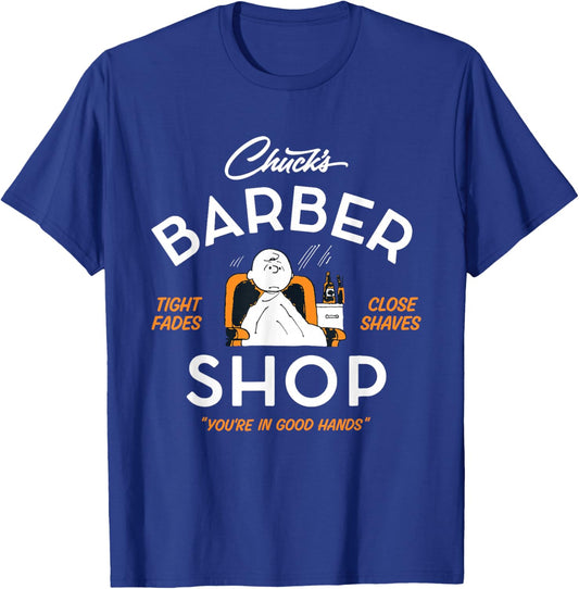 Peanuts Charlie Brown Chucks Barber Shop T-Shirt - T-Shirt | Royal