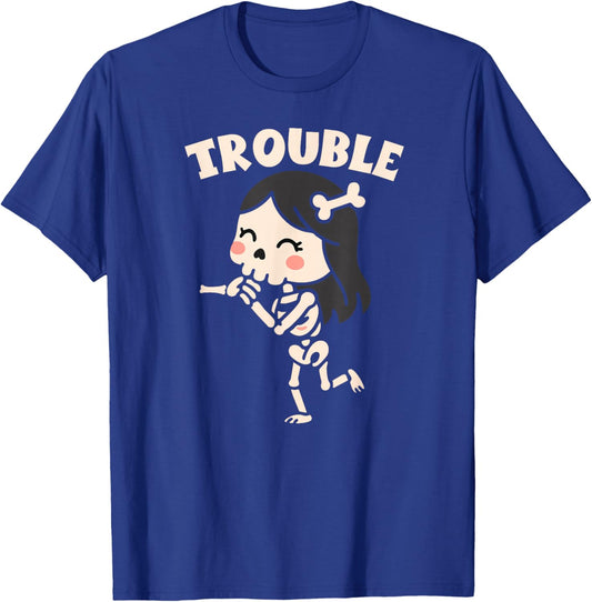 Where I Go Trouble Follows Funny Skeleton Couples Humor T-Shirt - T-Shirt | Royal