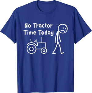 No Tractor Time Today Funny Farmer Stickman Minimalist Art T-Shirt - T-Shirt | Royal