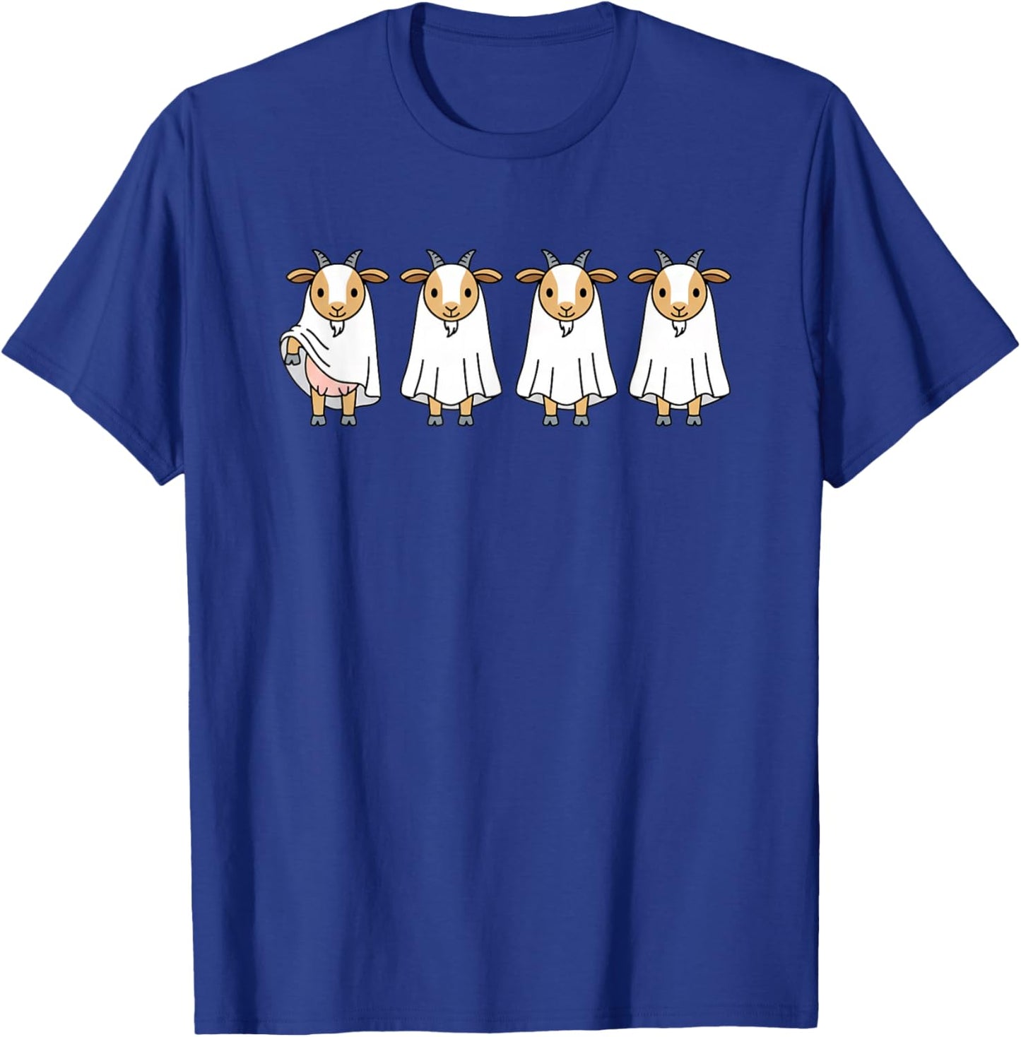 Kids Halloween Goat Ghost Cartoon Cute Goat Costume Funny T-Shirt - T-Shirt | Royal