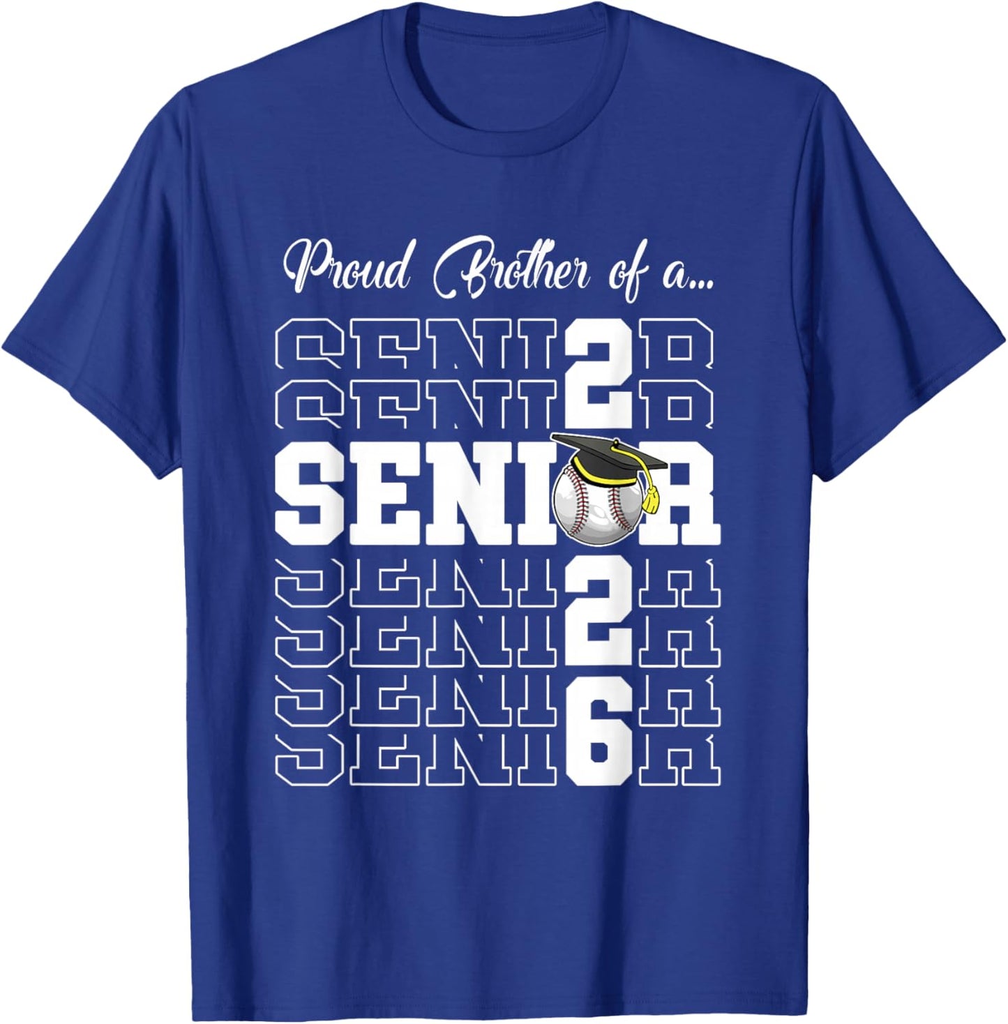 Senior 2026 Baseball Brother Gift Class of 2026 Proud Bro T-Shirt - T-Shirt | Royal