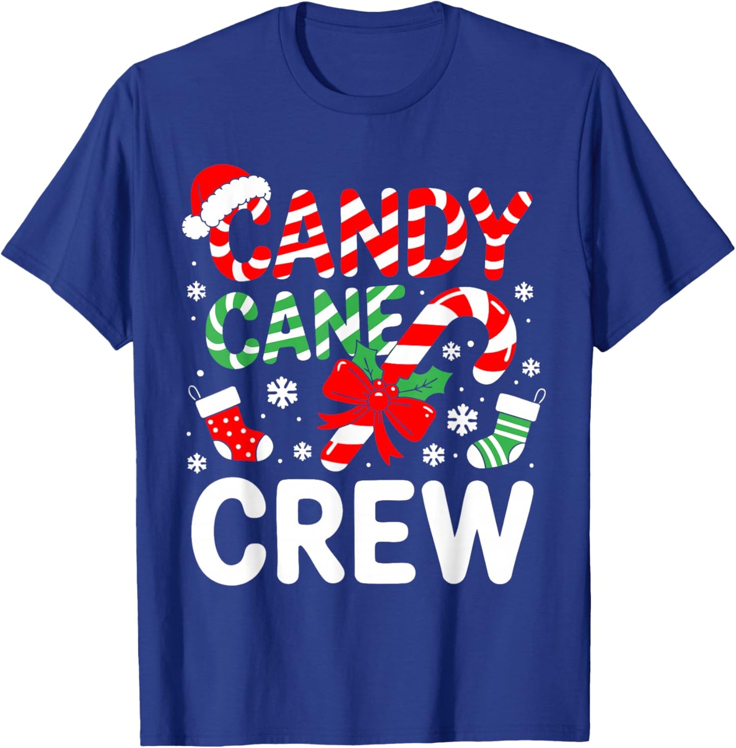 Candy Cane Crew Shirt Adult Men Women Kids Christmas Pajamas T-Shirt - T-Shirt | Royal