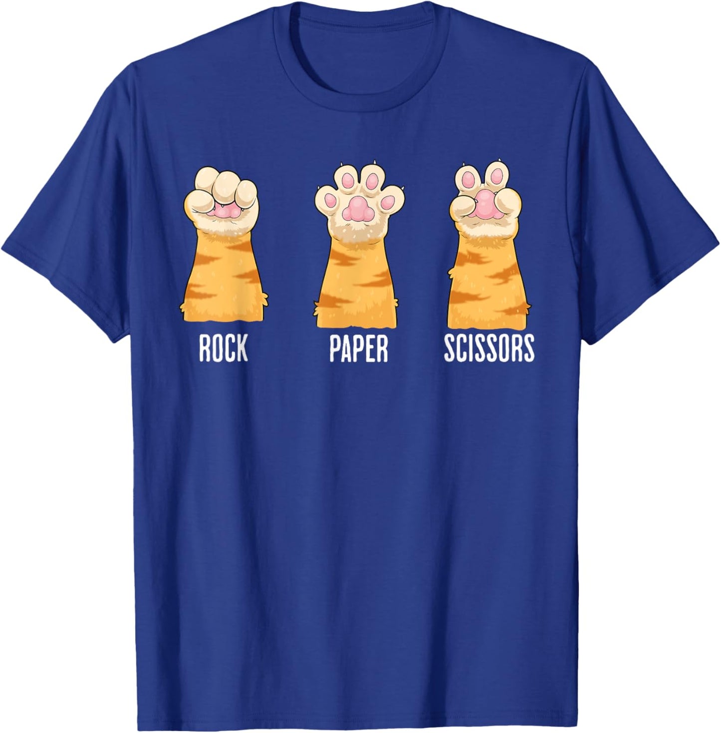 Rock Paper Scissors Cat Paws Funny Hand Game Kitten Cat Paw Men Women Kids T-Shirt - T-Shirt | Royal