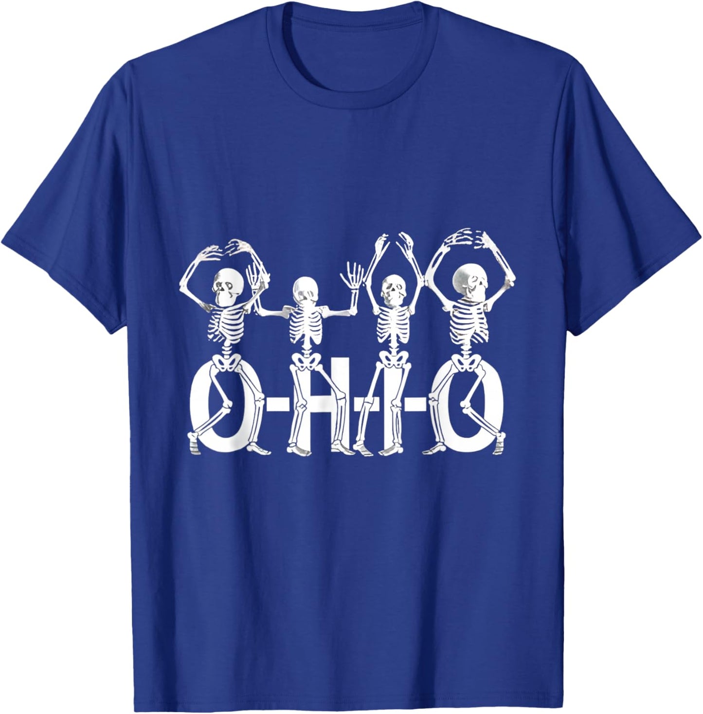 Funny O-H-I-O State Skeleton Vintage Halloween Women Men T-Shirt - T-Shirt | Royal