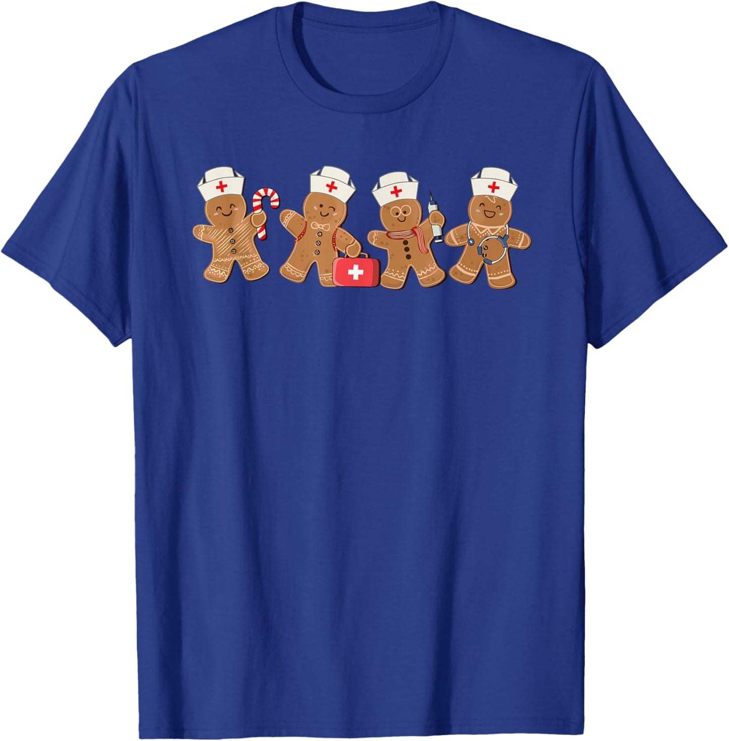 Nurse Cute Gingerbread Christmas Xmas Holiday Nurses Pajamas T-Shirt - T-Shirt | Royal
