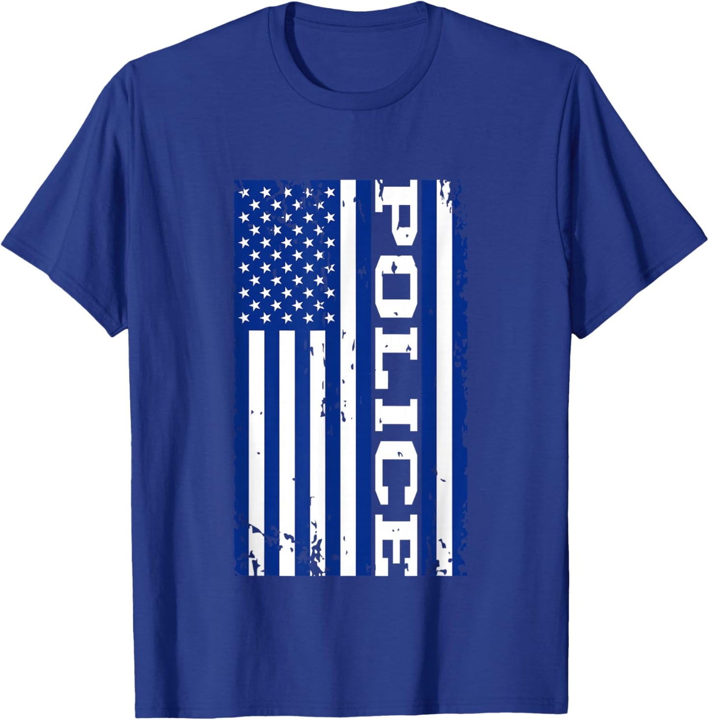 Police Officer USA American Flag T-Shirt - T-Shirt | Royal