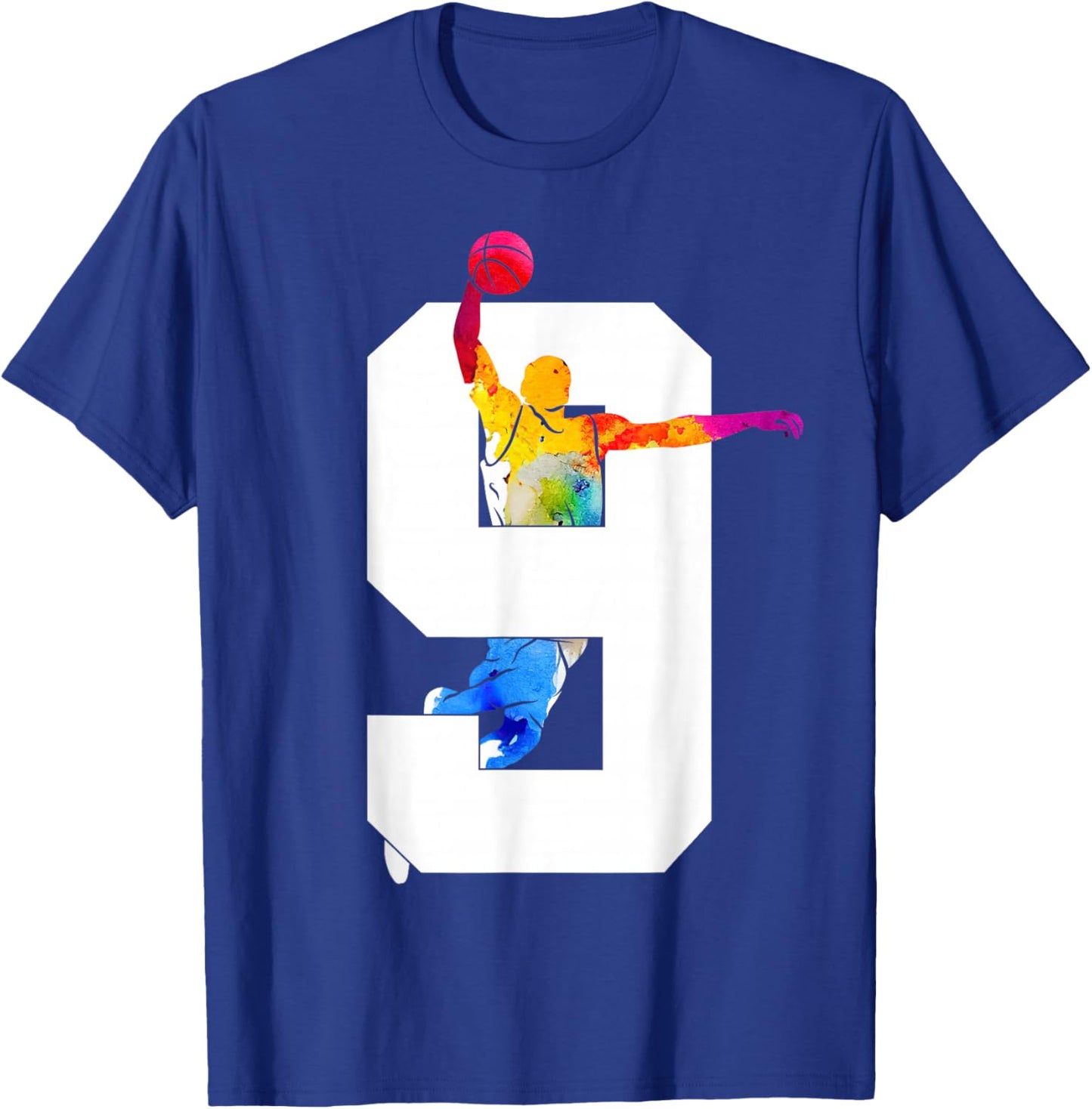 Number 9 Years Basketball 9th Birthday T-Shirt - T-Shirt | Royal