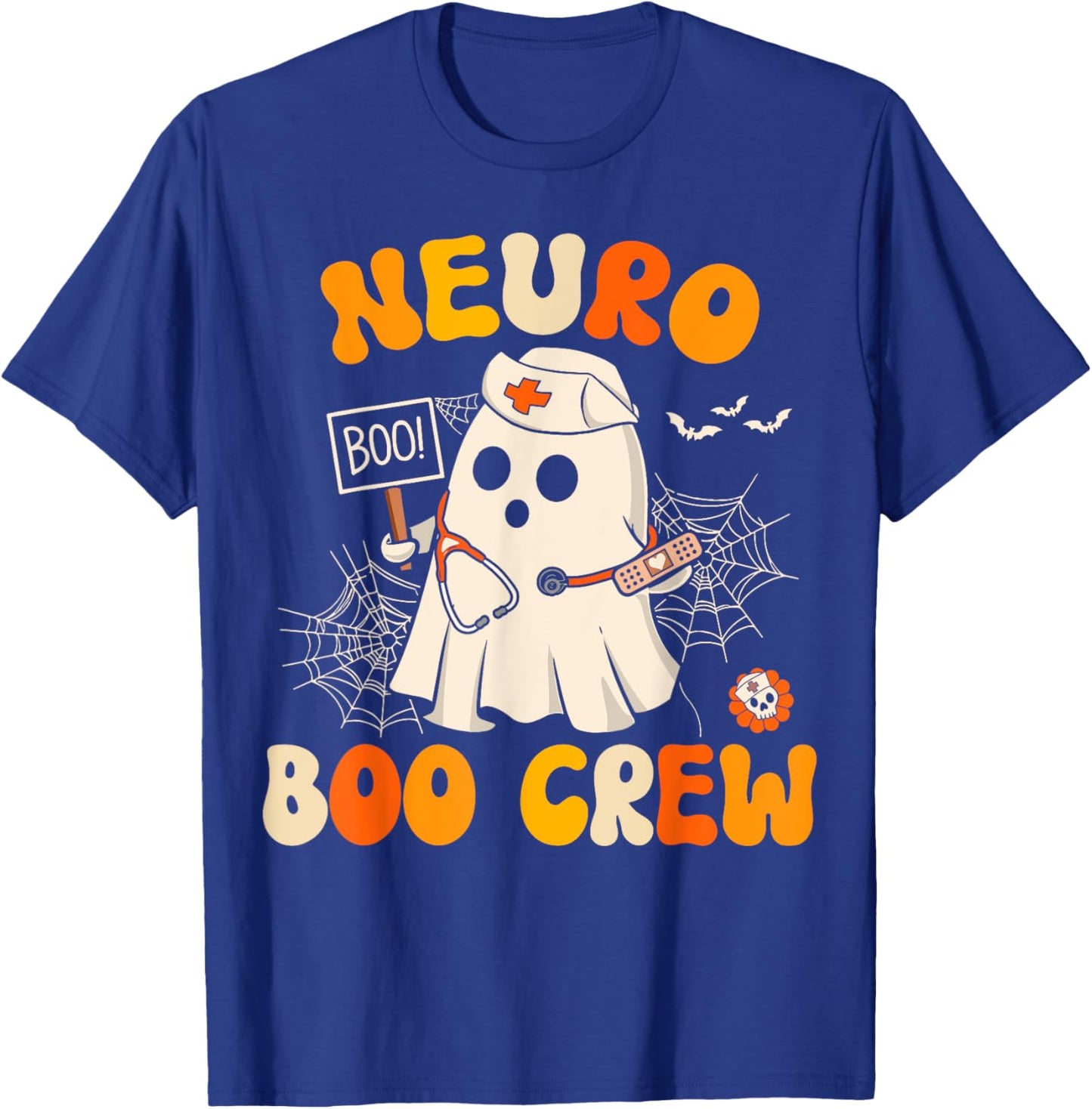 Neuro Nurse Boo Crew Ghost Neurology Nurse Halloween T-Shirt - T-Shirt | Royal
