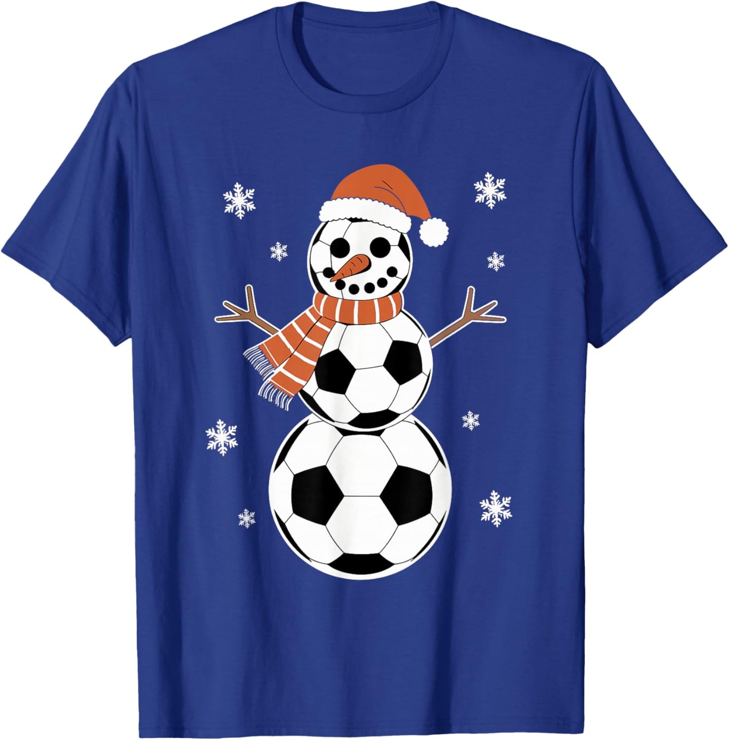 Funny Christmas Soccer Balls As Snowman Men Boys Kids T-Shirt - T-Shirt | Royal