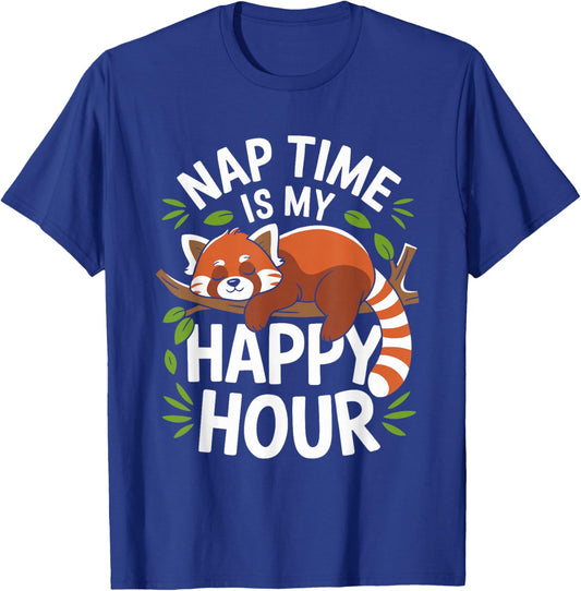 Red Panda Pajama Nap Time is My Happy Hour Sleep T-Shirt - T-Shirt | Royal