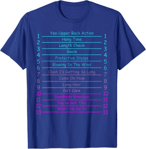 Track Your Long Natural Hair Length Check Hair Growth Chart T-Shirt - T-Shirt | Royal