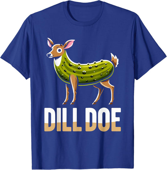 DILL DOE Funny Sarcastic Pickle Nature Deer Print Art Adult T-Shirt - T-Shirt | Royal