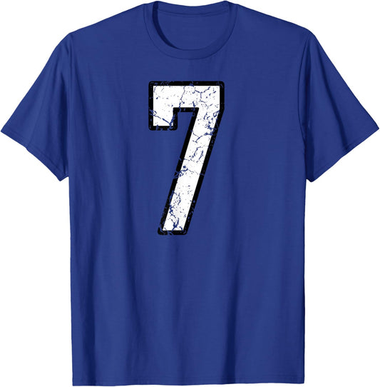 White and Black Sports Number 7 Jersey Uniform Player T-Shirt - T-Shirt | Royal