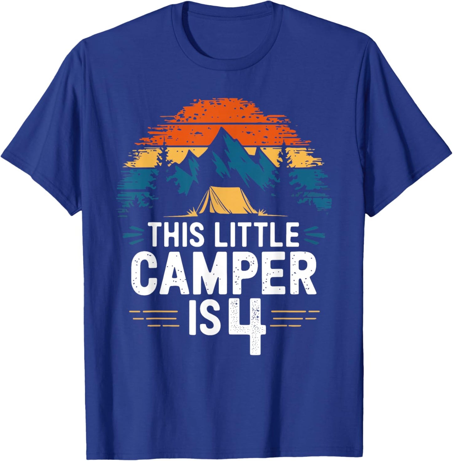 4th Birthday Camping Shirt for 4 Year Old Kids Camping Party T-Shirt - T-Shirt | Royal