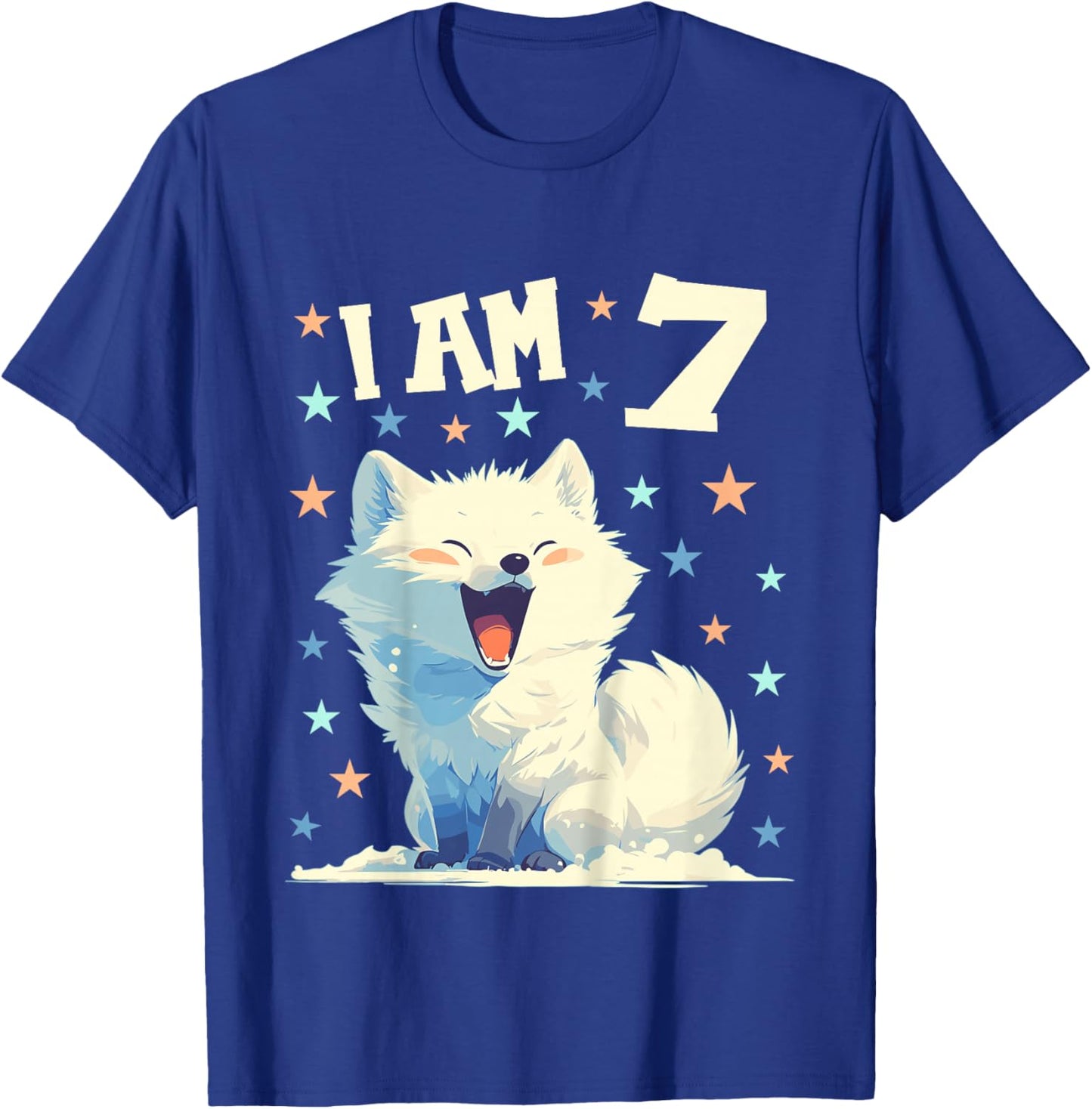 7 Years old 7 birthday Arctic Foxes Boy Girl Arctic Fox T-Shirt - T-Shirt | Royal