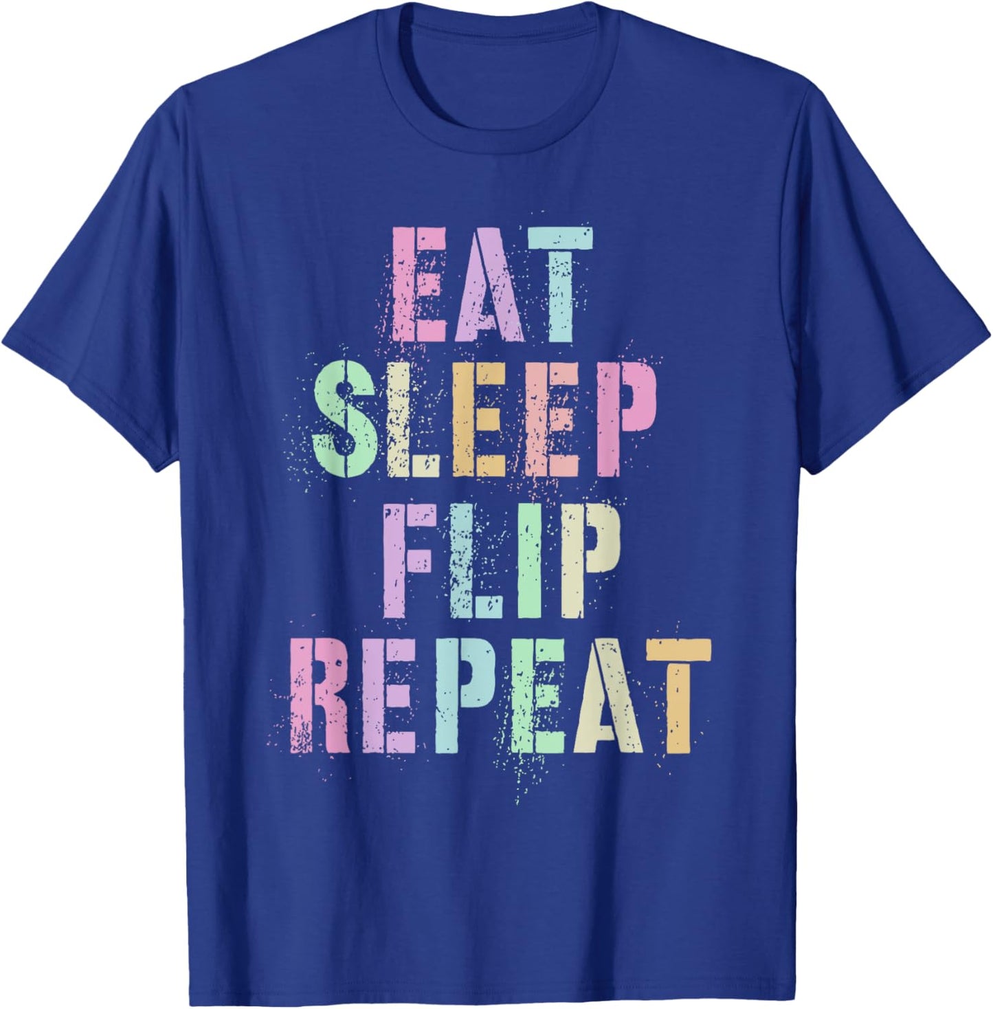 Fun Gymnast EAT SLEEP FLIP REPEAT Balance Beam Gymnastics T-Shirt - T-Shirt | Royal