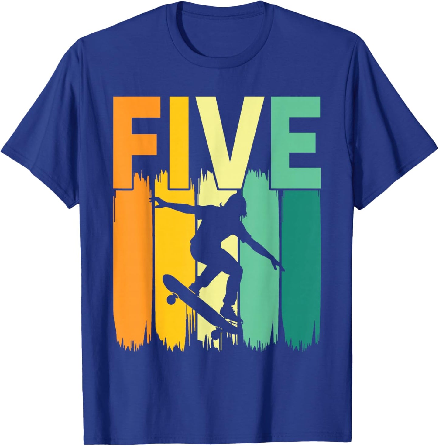 5th Birthday Retro Skateboard Skater Boys Kids 5 Years Old T-Shirt - T-Shirt | Royal
