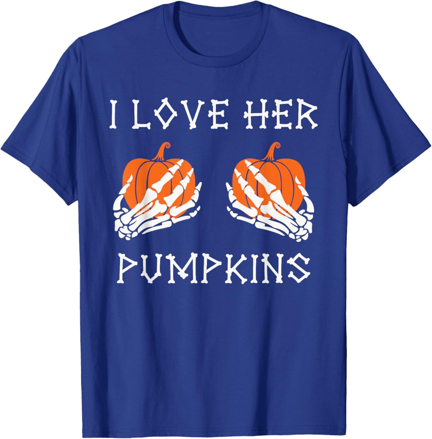 I Love His Broomstick I Love Her Pumpkins Halloween Couples T-Shirt - T-Shirt | Royal