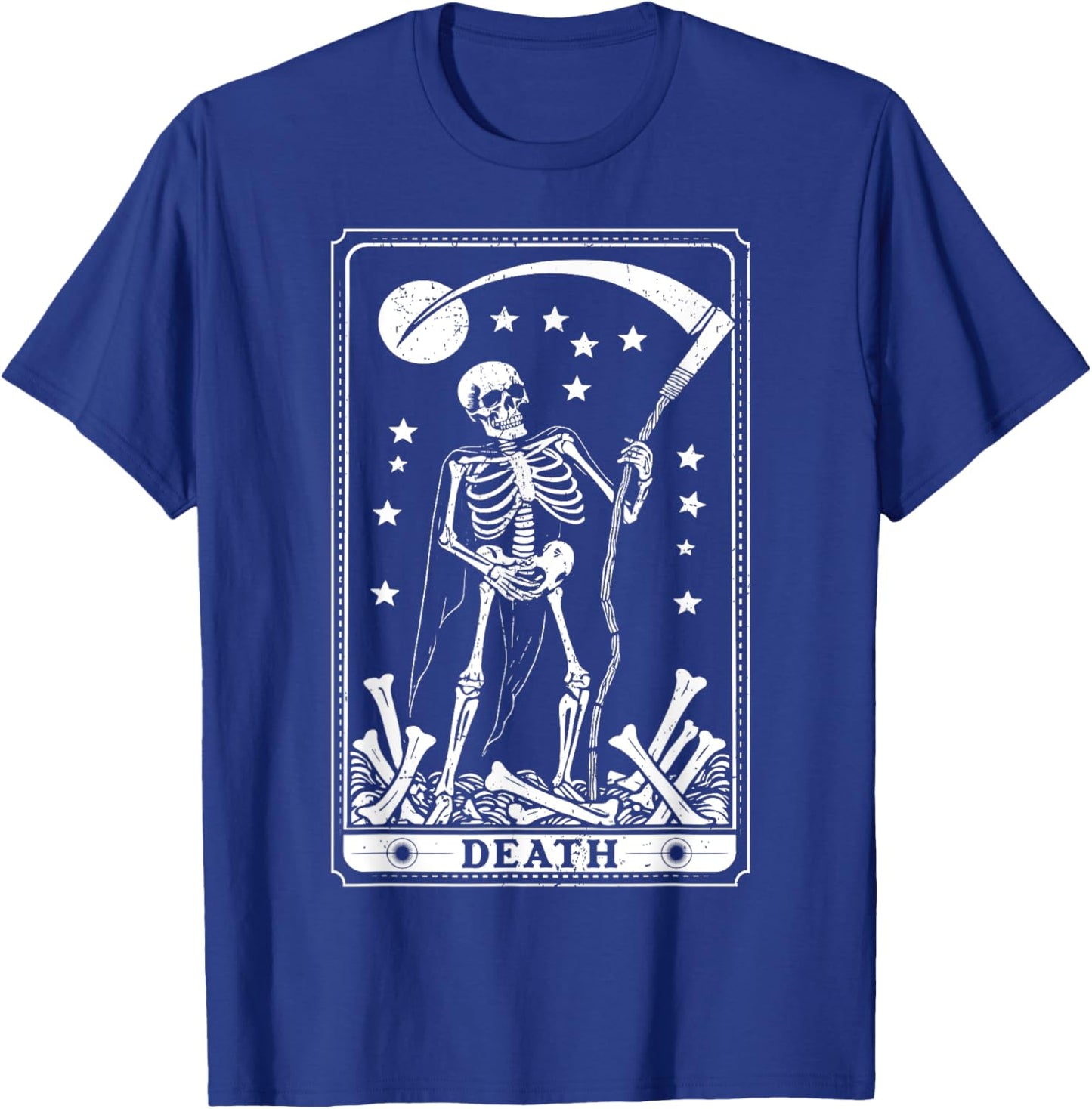 Retro Death Skeleton Tarot Card Astrology Happy Halloween T-Shirt - T-Shirt | Royal