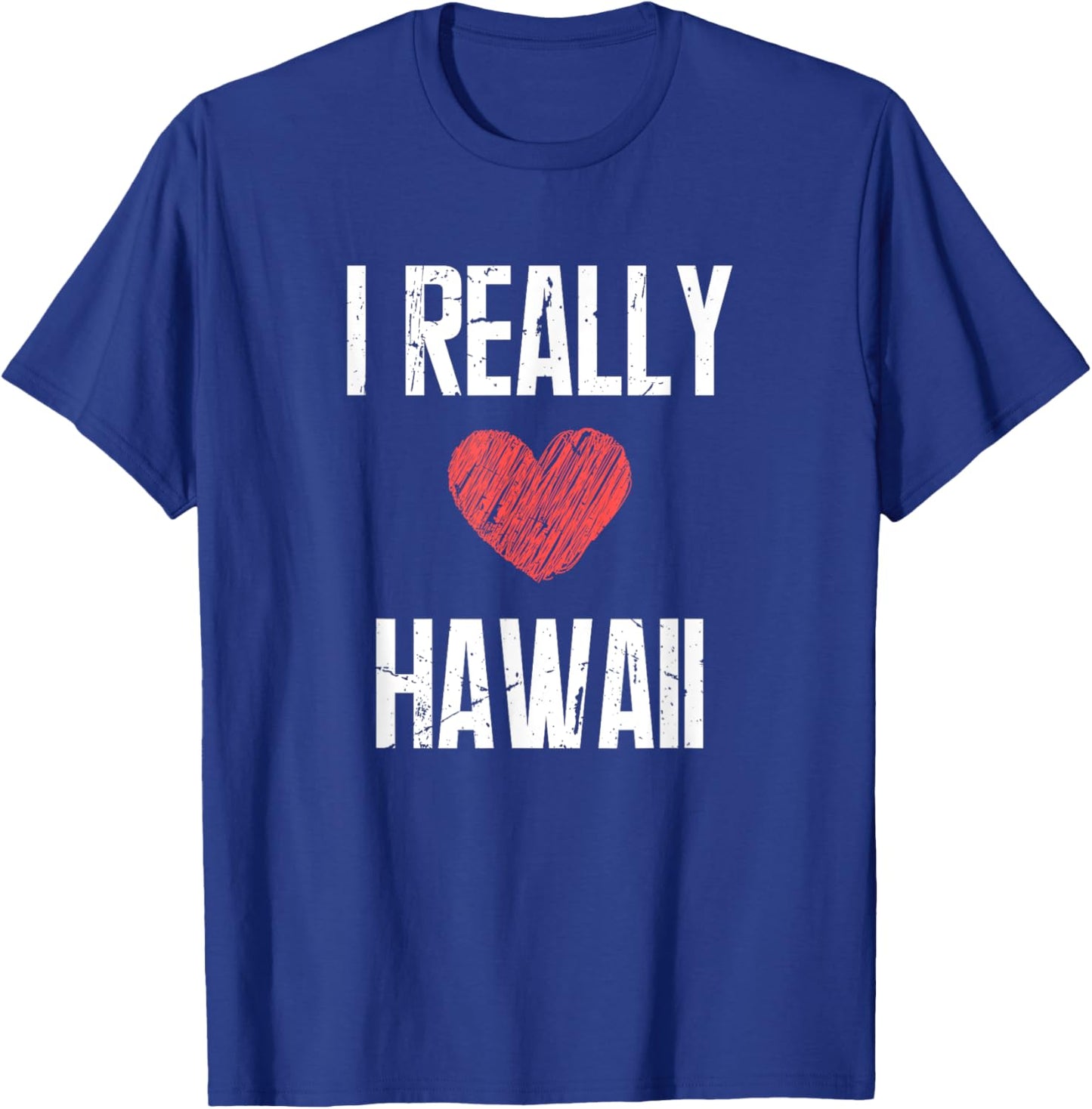 I Really Love Hawaii Heart Retro Style Home State T-Shirt - T-Shirt | Royal