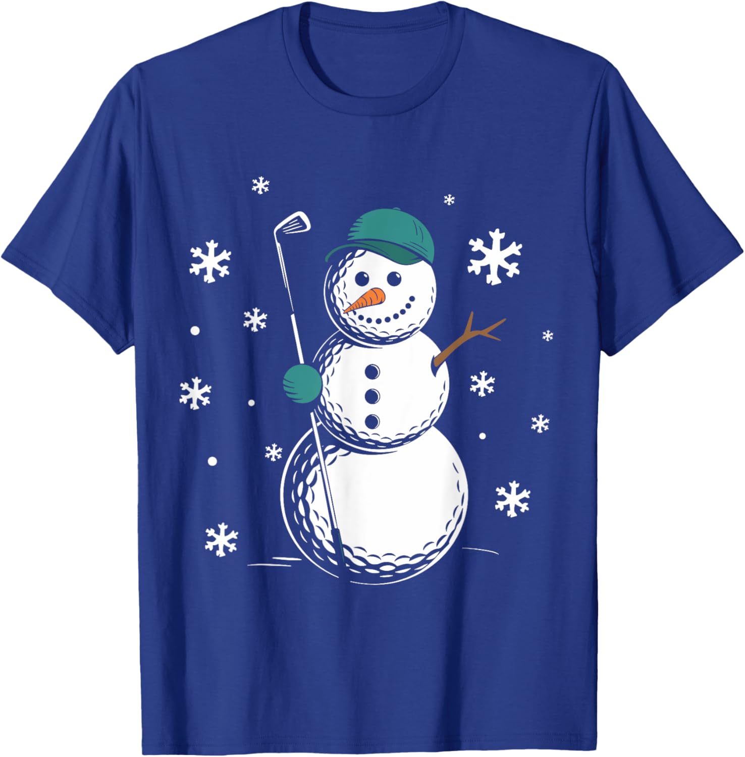 Funny Golfing Snowman Balls Snow Winter Holiday For Golfers T-Shirt - T-Shirt | Royal
