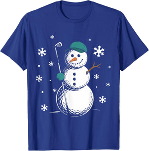 Funny Golfing Snowman Balls Snow Winter Holiday For Golfers T-Shirt - T-Shirt | Royal