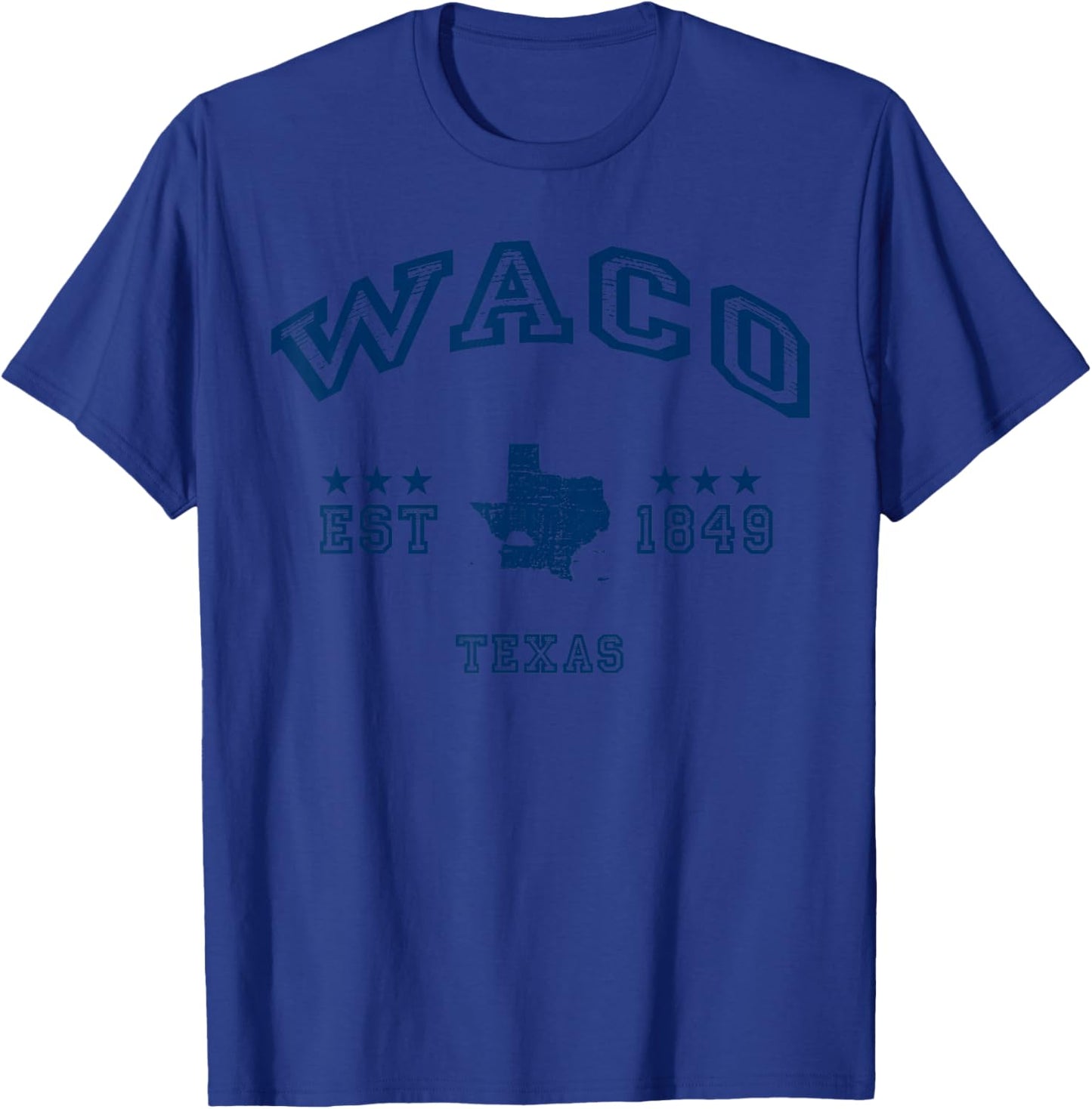 Retro Waco Texas TX Souvenir Throwback Navy T-Shirt - T-Shirt | Royal