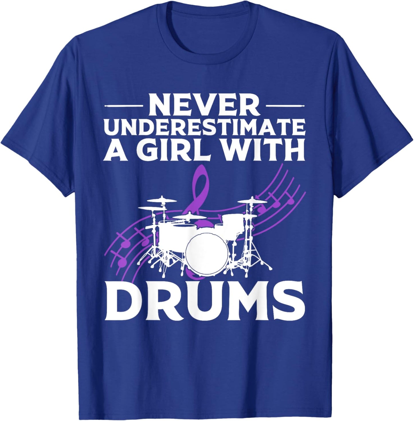 Funny Drummer Art For Girls Women Drumming Drum Set Drummer T-Shirt - T-Shirt | Royal