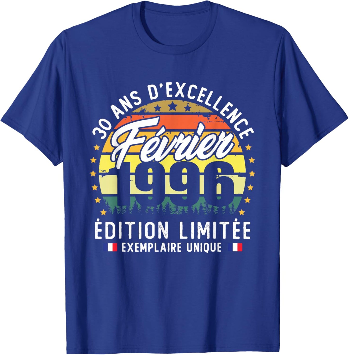 Vintage February 1996 30th Birthday Gift T-Shirt - T-Shirt | Royal