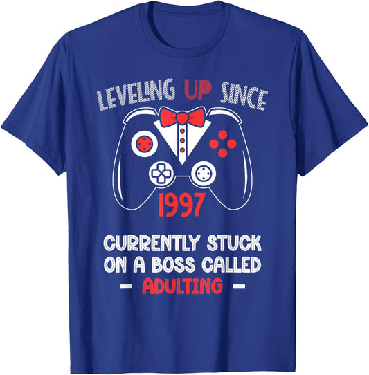 1997 Gaming 27th Birthday Gift 27 Years Old Gamer T-Shirt - T-Shirt | Royal
