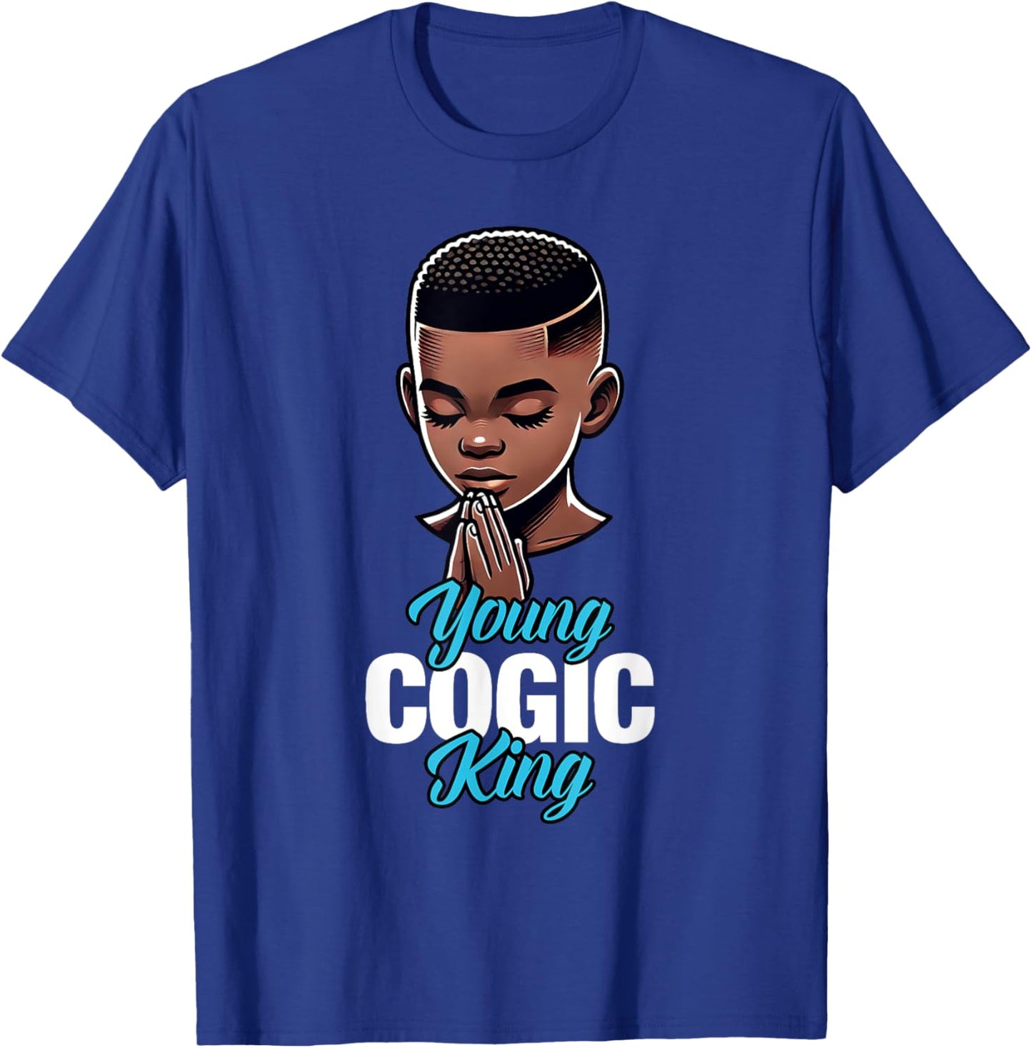 Young COGIC King | African American Boy Praying T-Shirt - T-Shirt | Royal