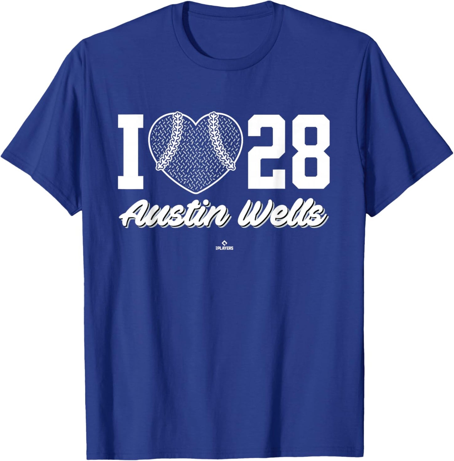I Heart Baseball Austin Wells New York Baseball MLBPA T-Shirt - T-Shirt | Royal