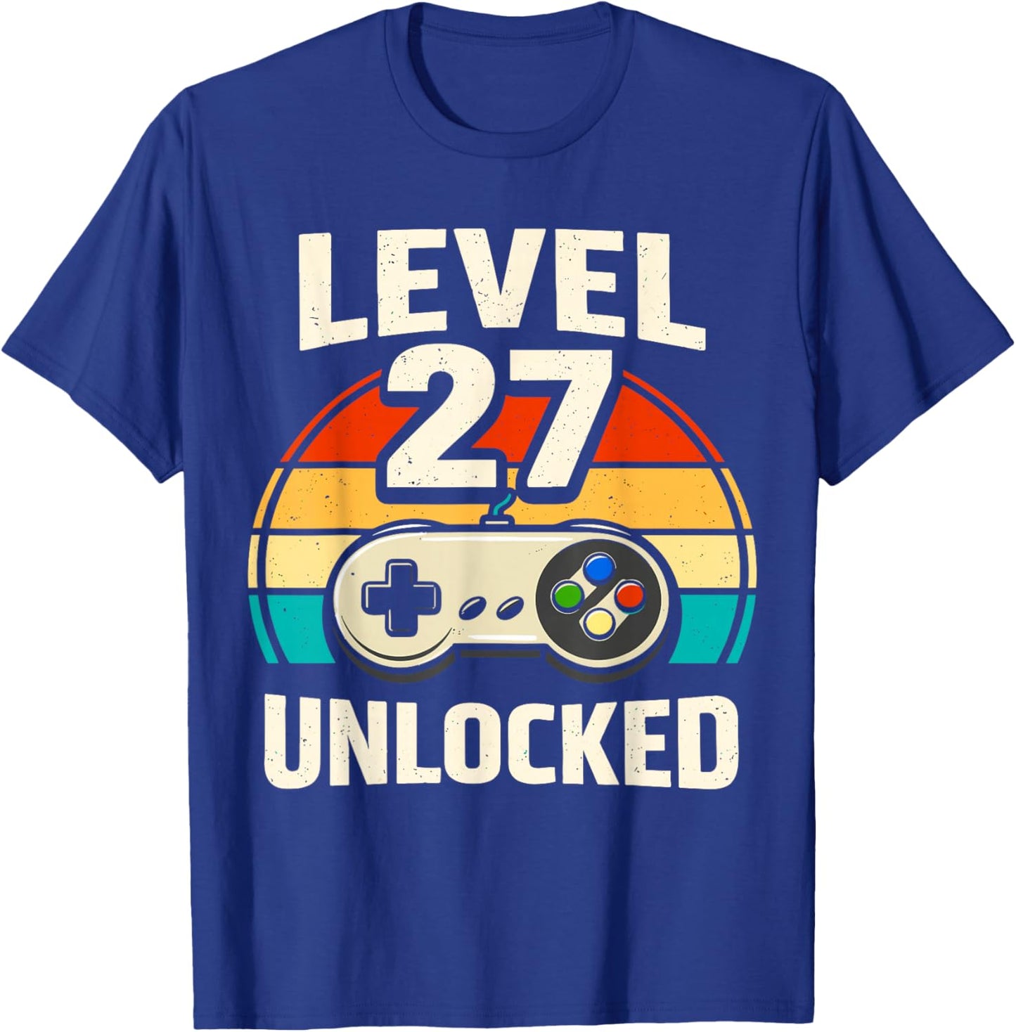 27th Birthday Level 27 Unlocked Gamer Gaming 27 Birthday T-Shirt - T-Shirt | Royal