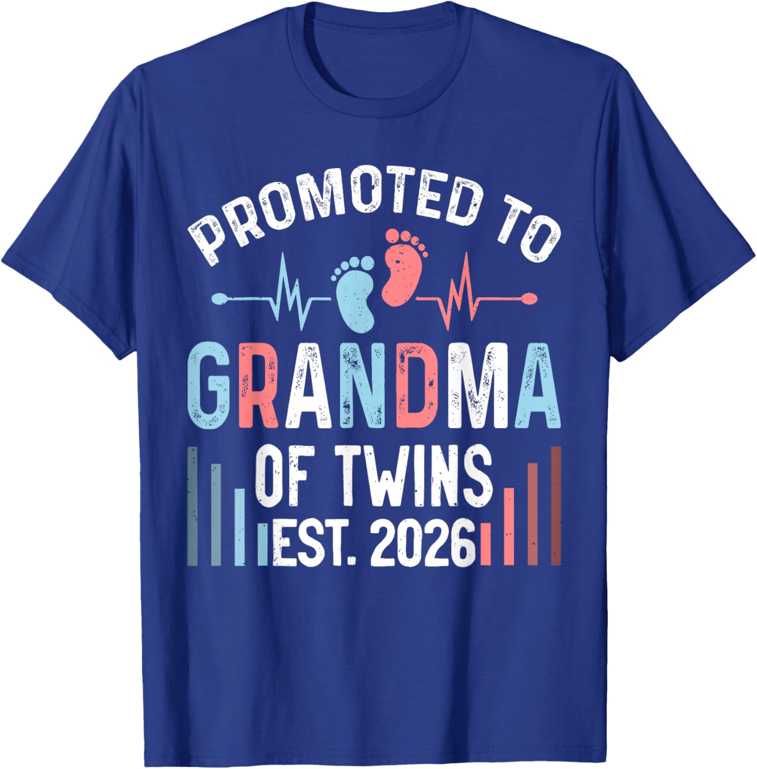 Promoted to Grandma of Twins Est 2026 Twin Baby Shower T-Shirt - T-Shirt | Royal