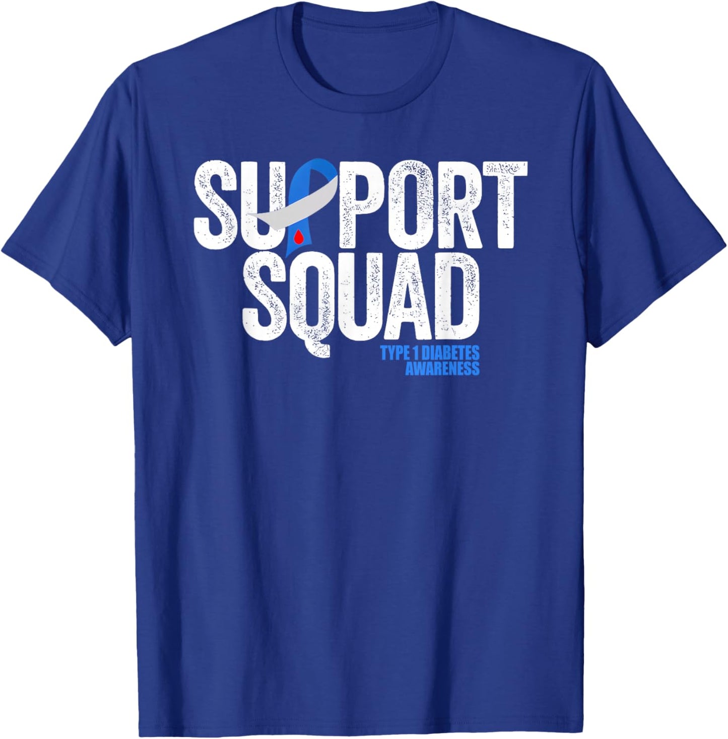 Type 1 Diabetes Shirts Support Squad T1D Awareness T-Shirt - T-Shirt | Royal