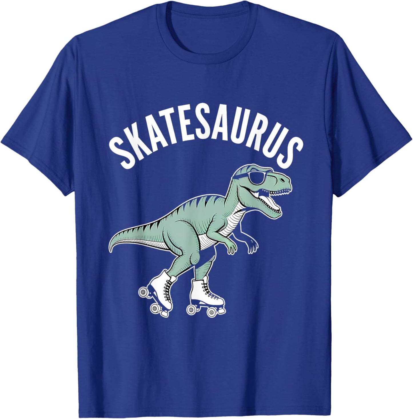 Roller Skating Dinosaur T-Rex Skate Dino Funny Roller Skater T-Shirt - T-Shirt | Royal