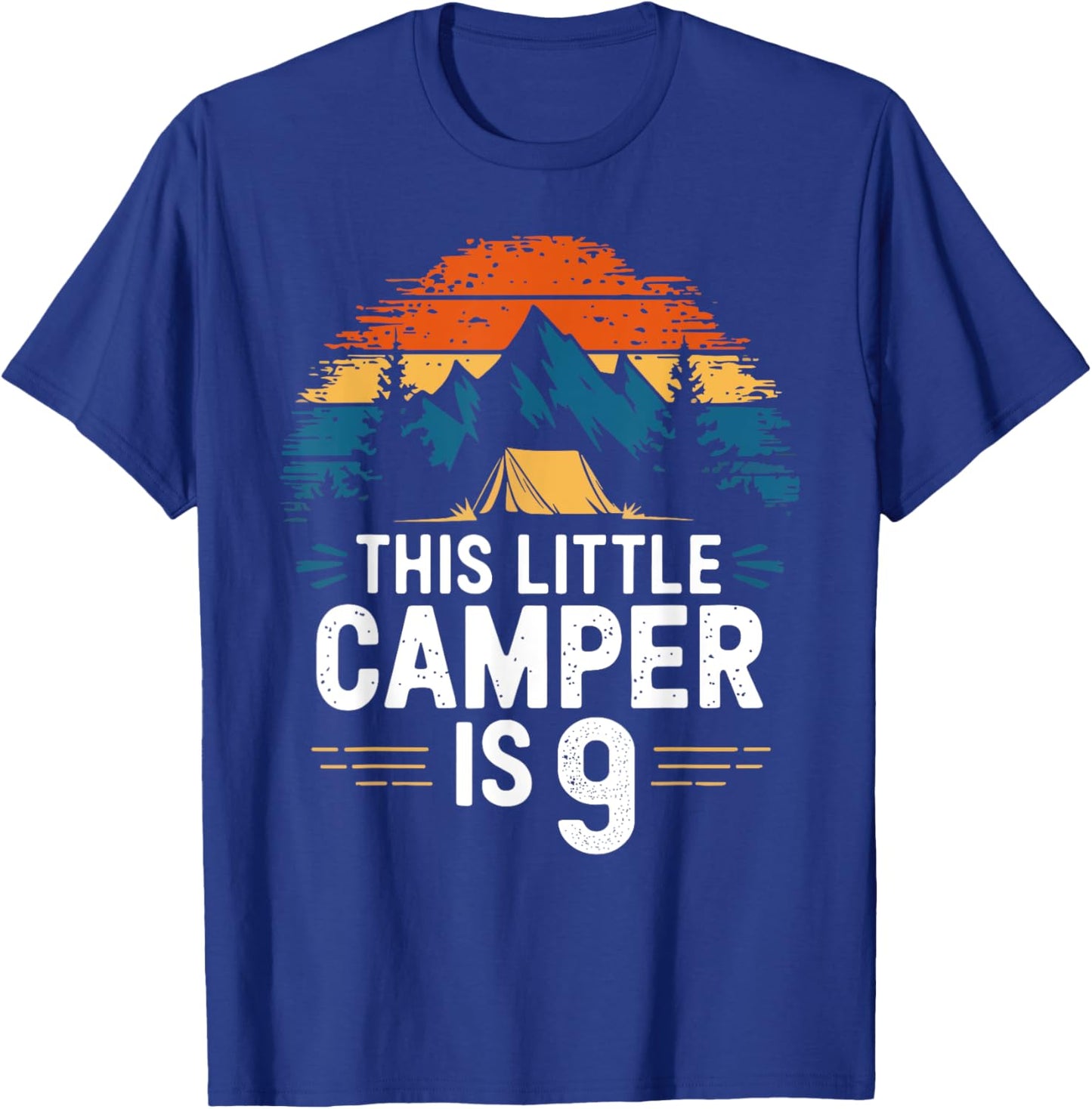 9th Birthday Camping Shirt for 9 Year Old Kids Camping Party T-Shirt - T-Shirt | Royal