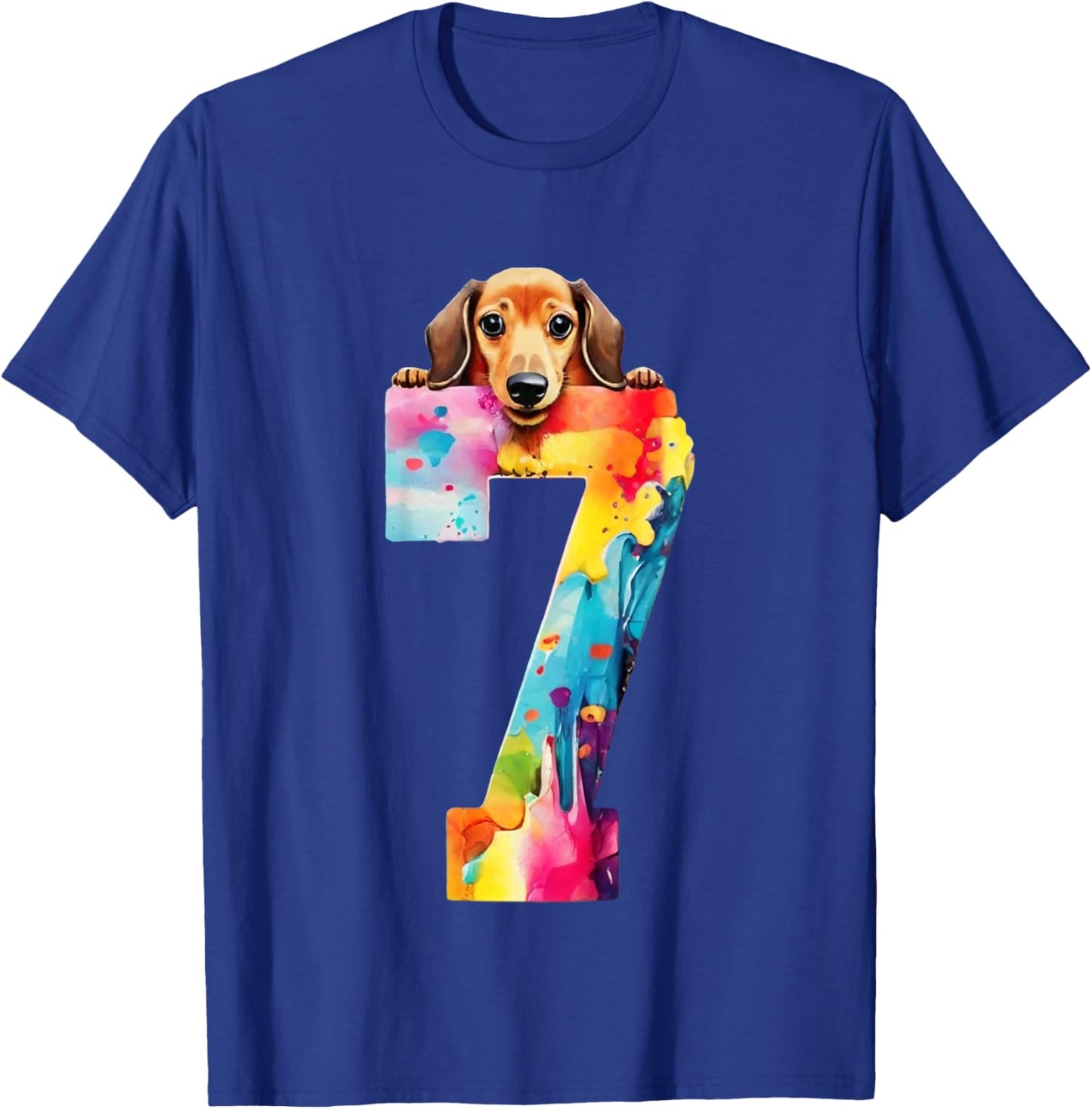 DOG 7 YEARS DACHSHUND BIRTHDAY for Kids T-Shirt - T-Shirt | Royal