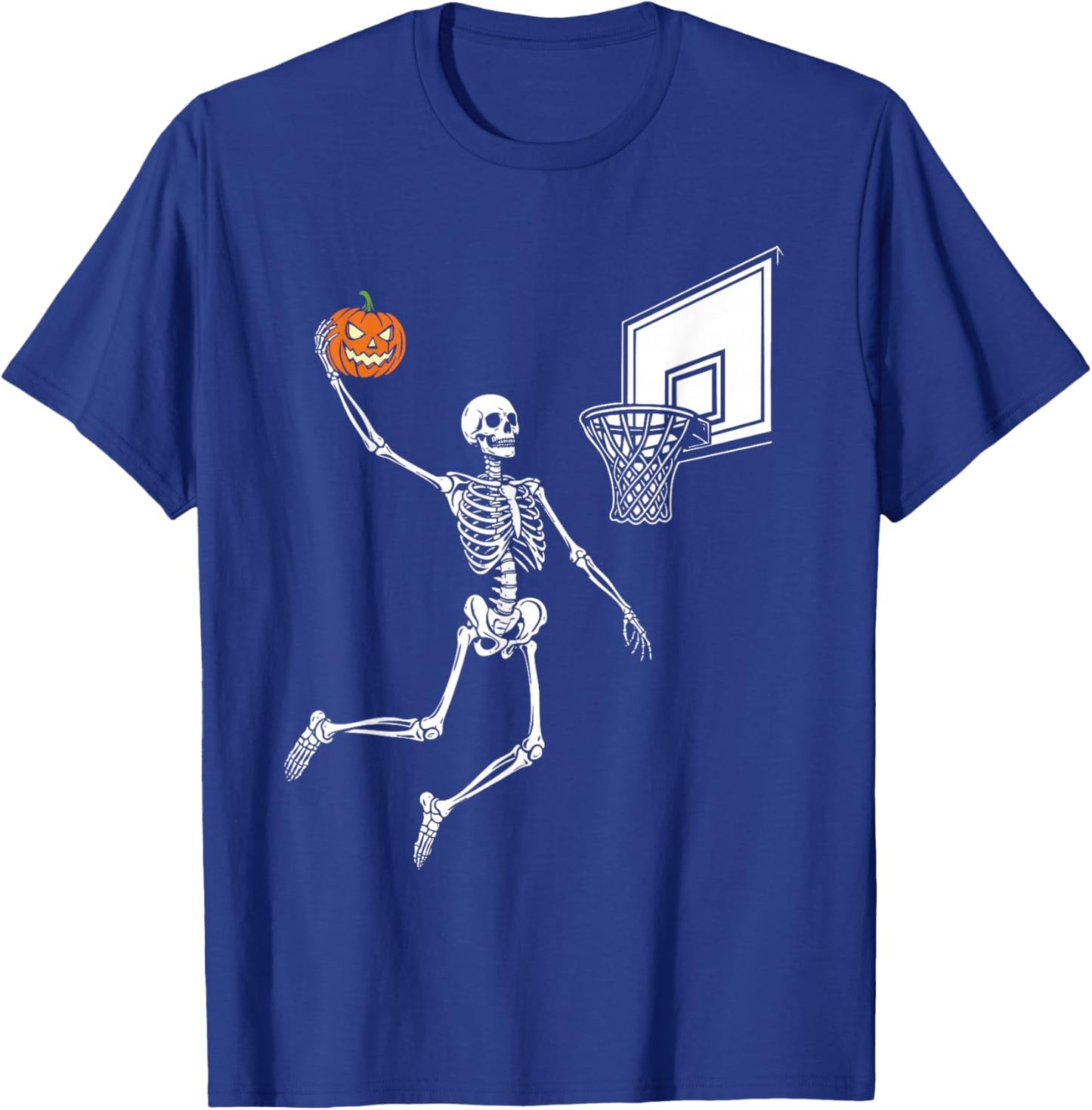 Skeleton Basketball Player - Spooky Halloween Pumpkin T-Shirt - T-Shirt | Royal