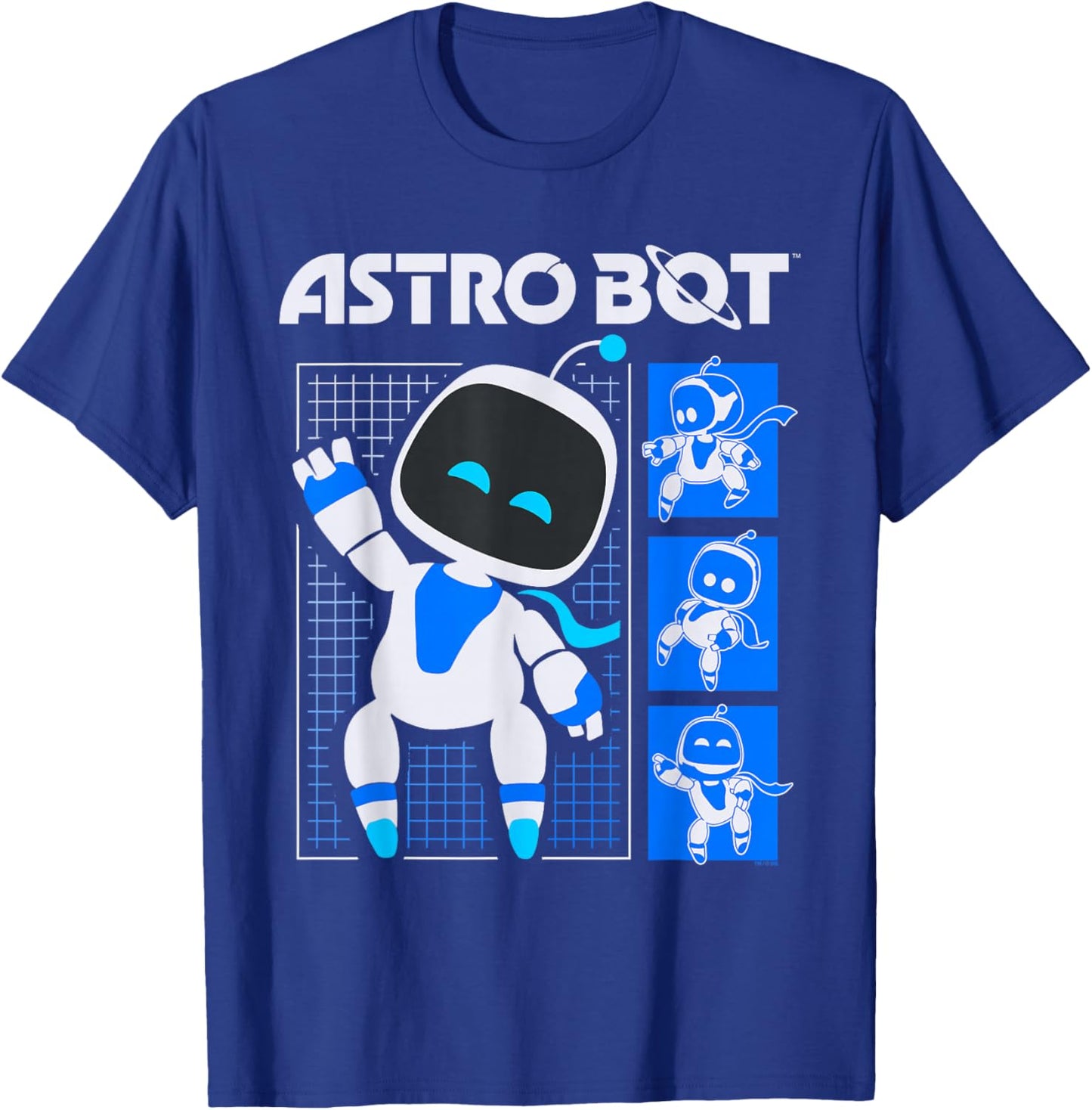 Astro Bot Pose Grid Collage with Logo Video Game T-Shirt - T-Shirt | Royal