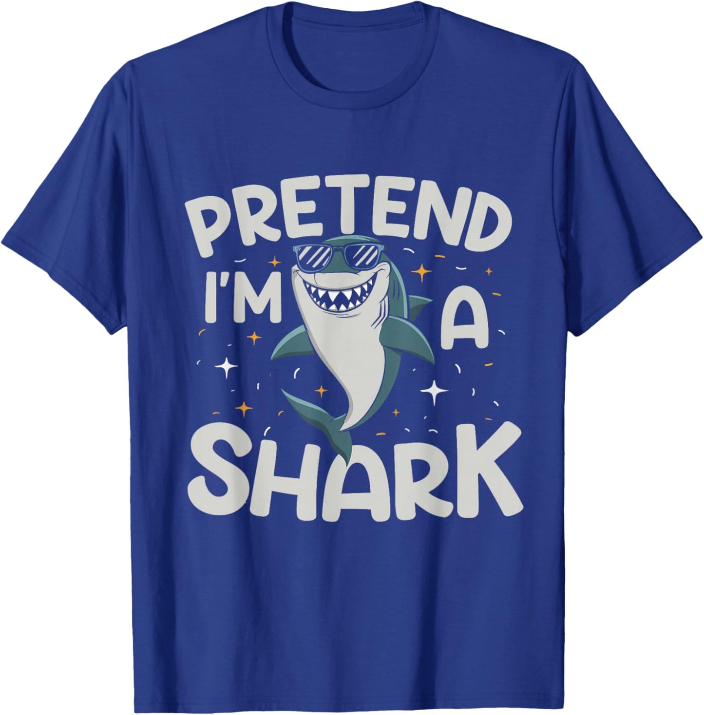Pretend I'm A Shark Funny Lazy Halloween Matching Costume T-Shirt - T-Shirt | Royal