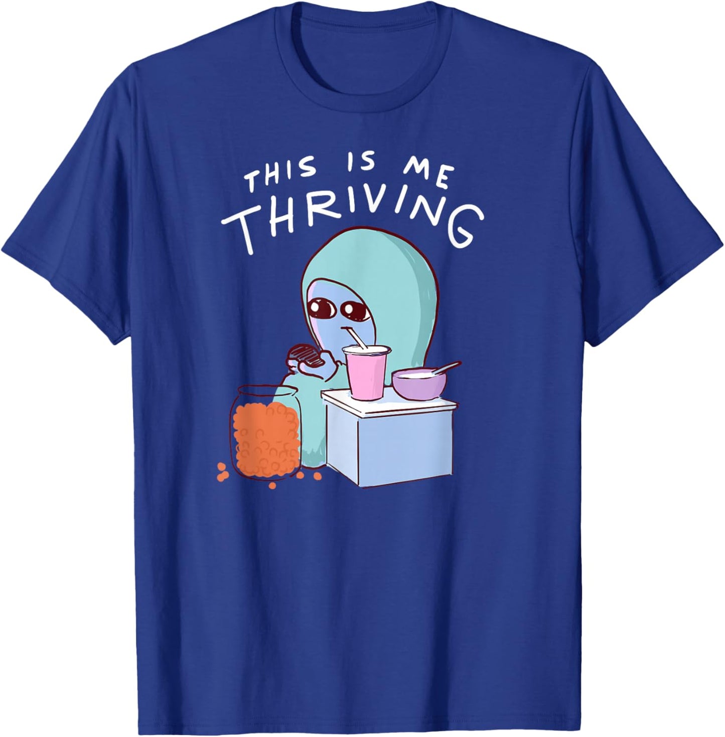 Threadless Nathan W. Pyle This Is Me Thriving Graphic T-Shirt - T-Shirt | Royal