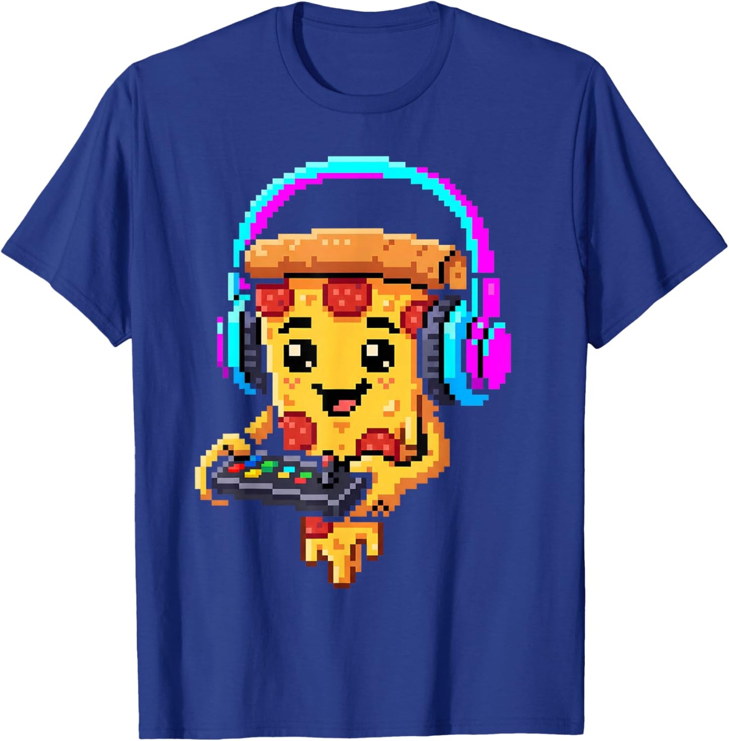 Gamer Pizza Slice Video Gaming Enthusiast Gamer Teen Boys T-Shirt - T-Shirt | Royal